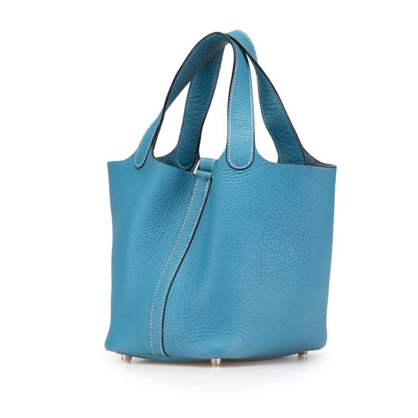 Hermès Clemence Picotin Lock 18 Blue Leather Good condition - Back View