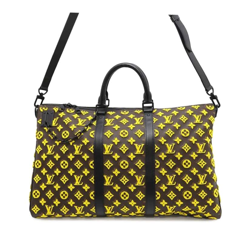 Louis Vuitton Monogram Tuffetage Triangle Keepall Bandouliere 50 Yellow Canvas Good condition - Front View