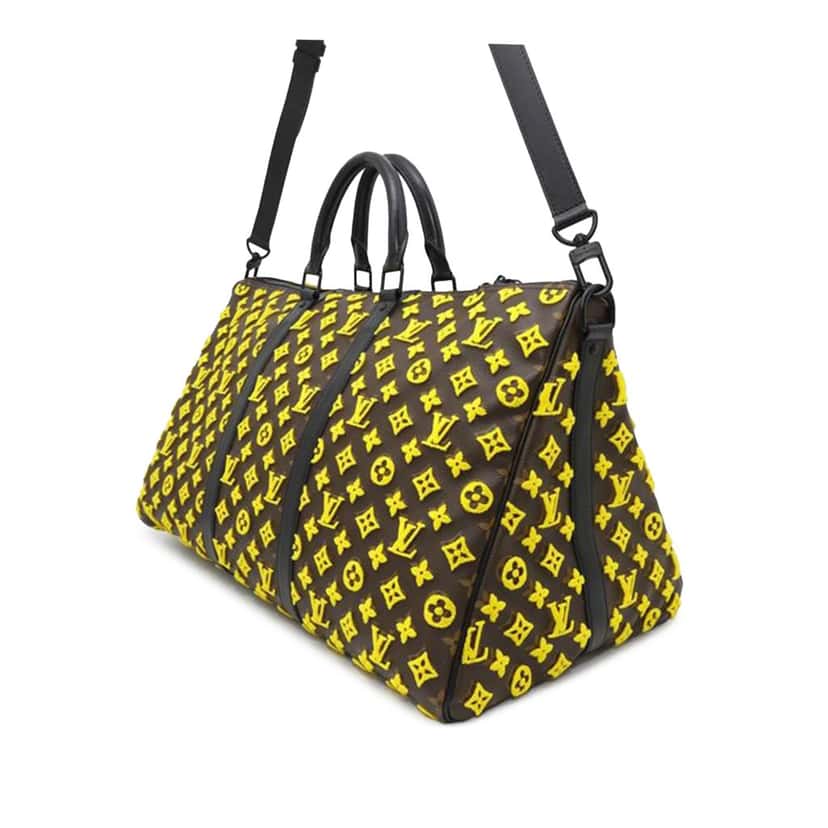 Louis Vuitton Monogram Tuffetage Triangle Keepall Bandouliere 50 Yellow Canvas Good condition - Back View