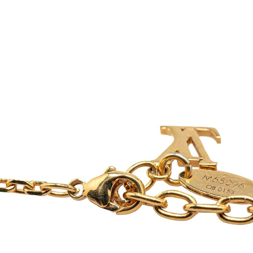 Louis Vuitton Gold Plated Crystal Gamble Necklace Gold Metal Good condition - Back View