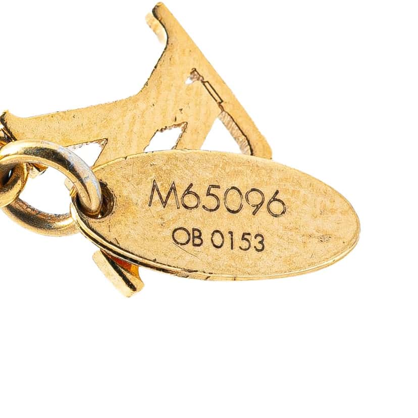 Louis Vuitton Gold Plated Crystal Gamble Necklace Gold Metal Good condition - Inside View