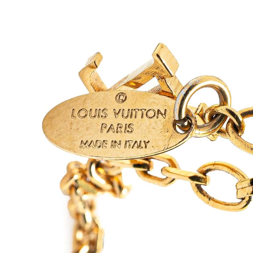 Louis Vuitton Gold Plated Crystal Gamble Necklace Gold Metal Good condition - Model View