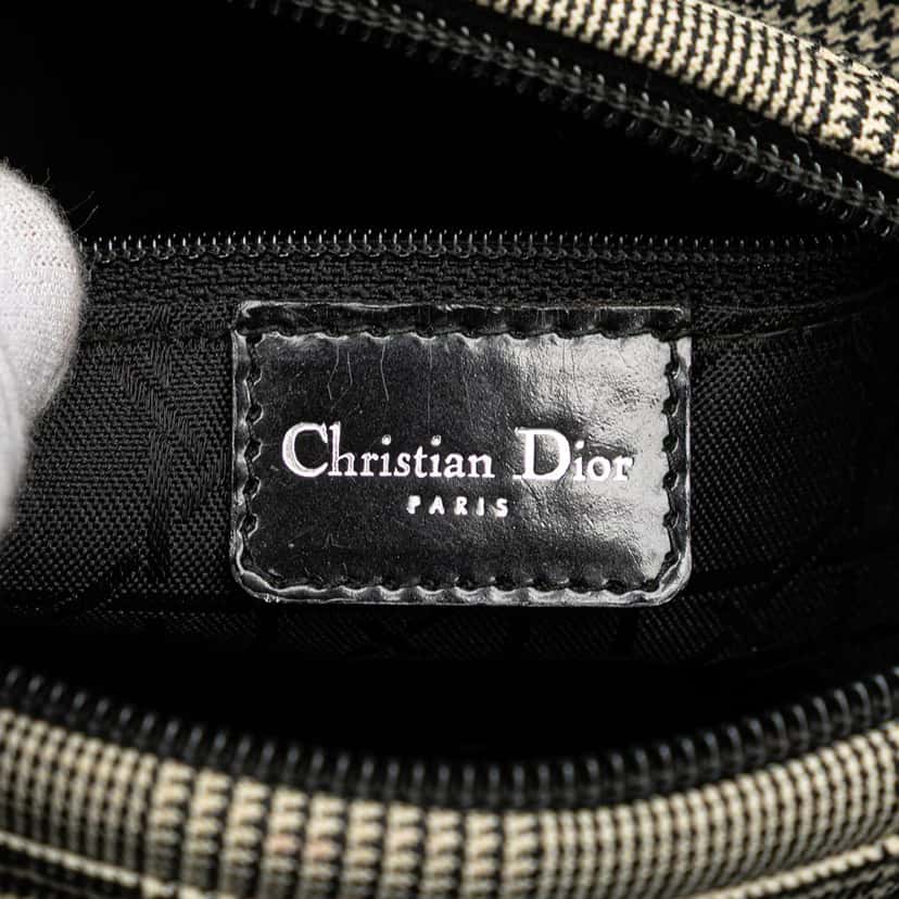 Dior Medium Canvas Houndstooth Lady Dior Grey Canvas Good condition - Box View