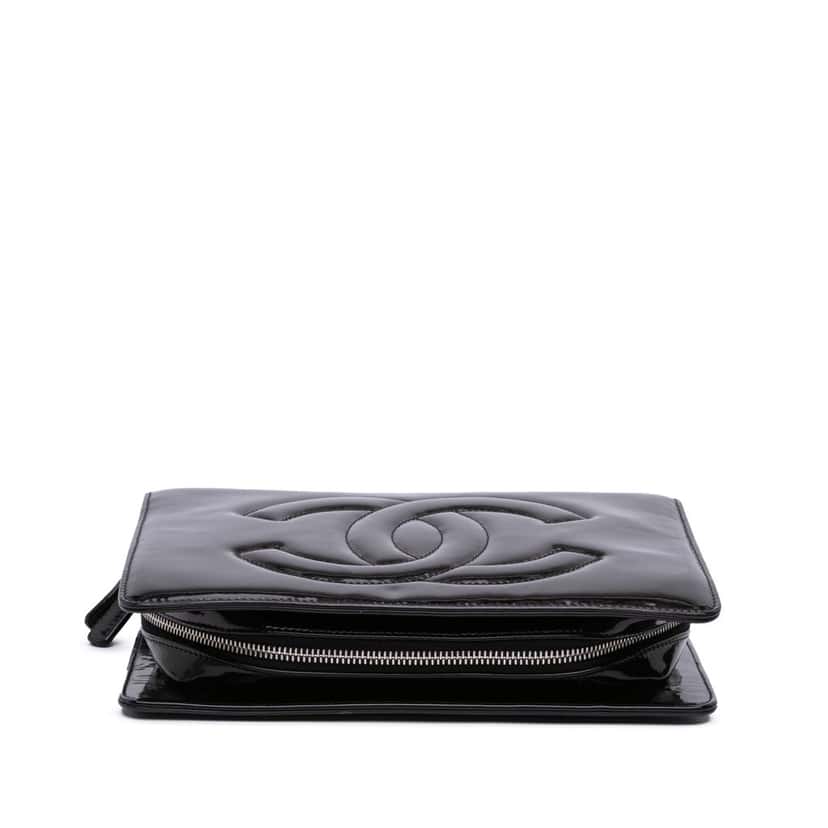 Chanel Mini CC Patent Clutch With Chain Black Leather Good condition - Inside View