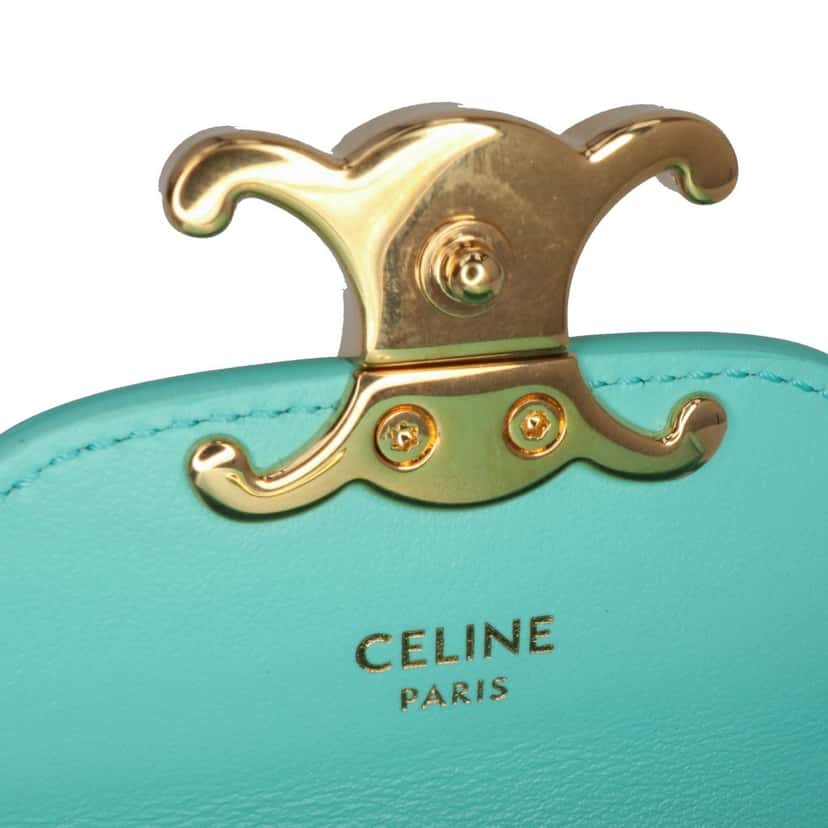 Celine Leather Triomphe AirPods Case with Strap Blue Leather Good condition - Box View