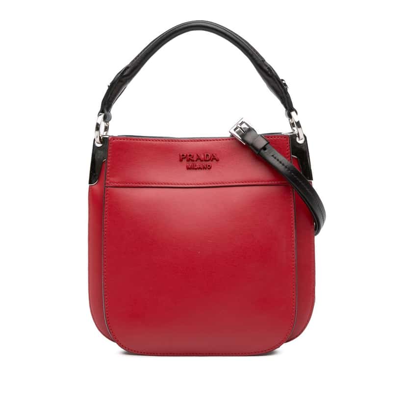 Prada Small City Calf Margit Satchel Red Leather Good condition - Front View