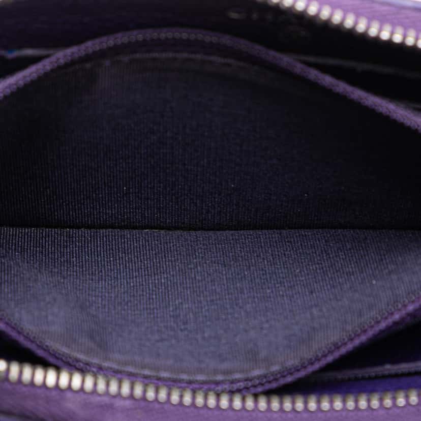 Chanel Quilted Calfskin Button CC Zip Around Wallet Purple Leather Good condition - Box View