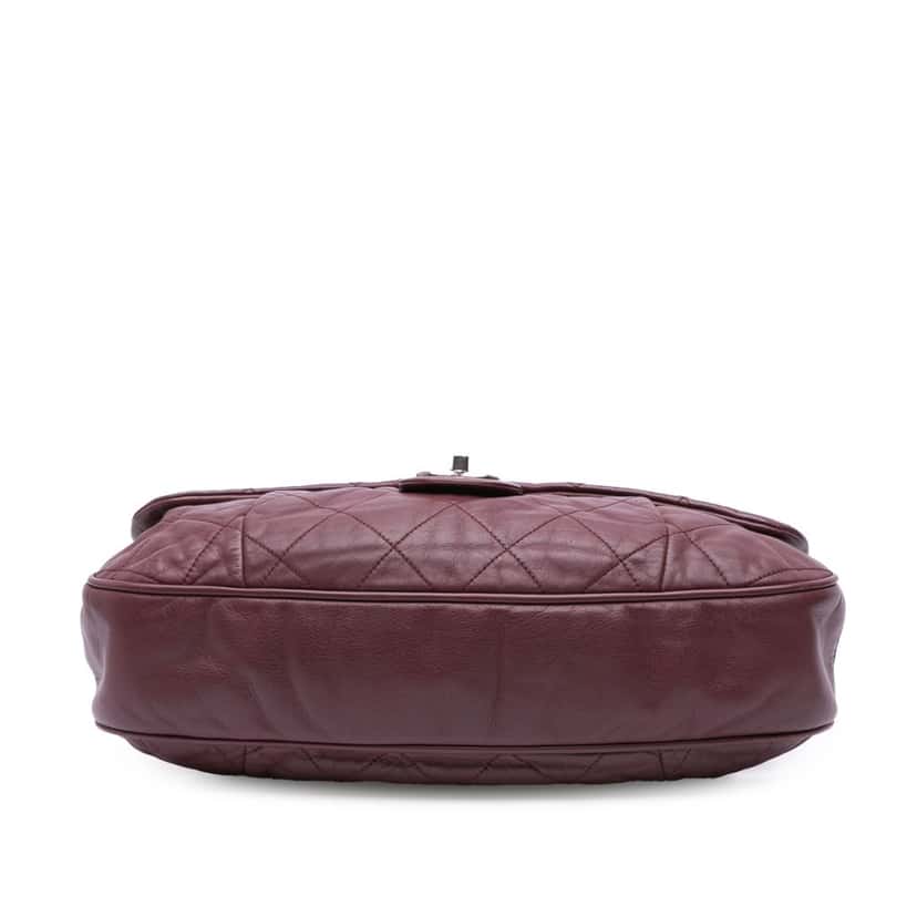 Chanel Quilted Calfskin Coco Pleats Flap Red Leather Good condition - Inside View