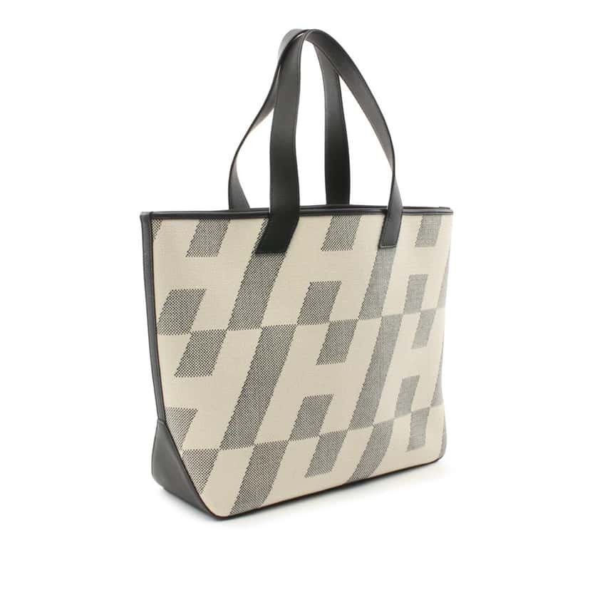 Hermès Toile H and Swift Cabas H en Biais 40 White Canvas Good condition - Back View