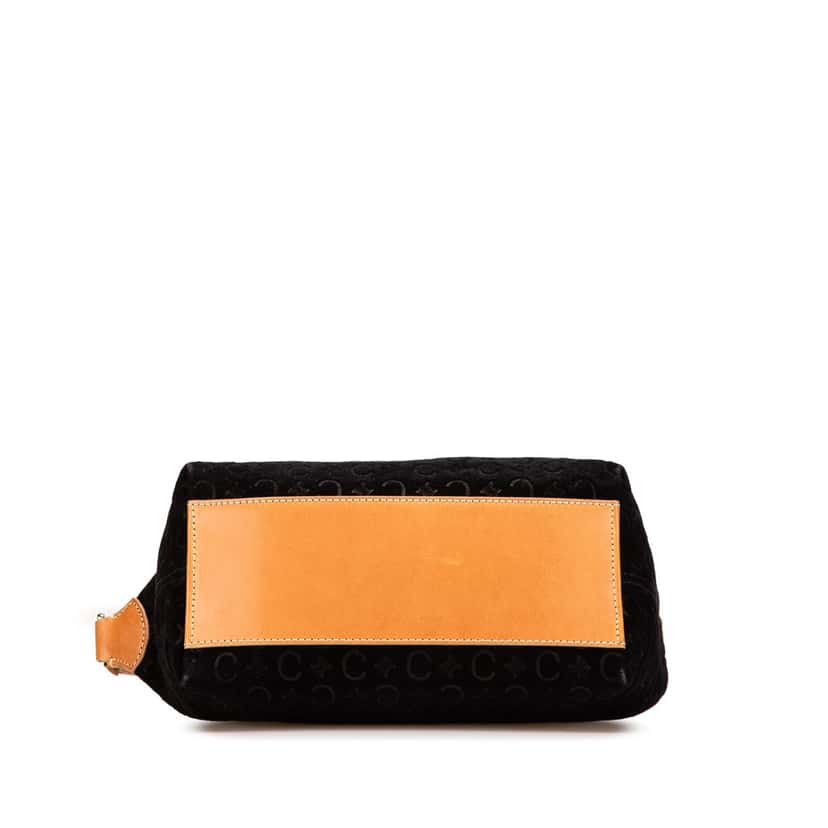 Celine C Macadam Suede Shoulder Bag Black Leather Good condition - Inside View