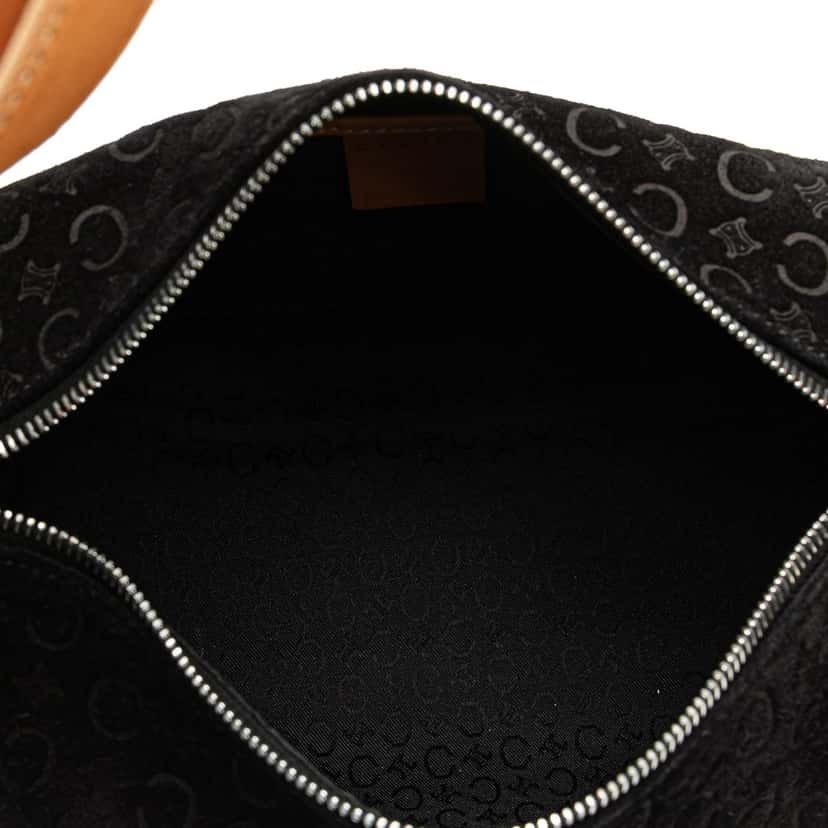 Celine C Macadam Suede Shoulder Bag Black Leather Good condition - Model View
