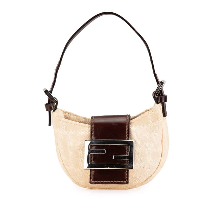 Fendi Mini Zucca Canvas Croissant Handbag Brown Canvas Fair condition - Front View