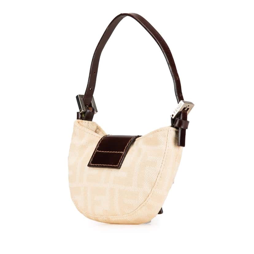 Fendi Mini Zucca Canvas Croissant Handbag Brown Canvas Fair condition - Back View