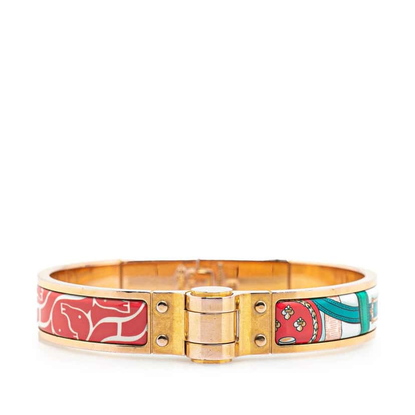 Hermès Narrow Enamel Hinge Bracelet GM Red Good condition - Front View