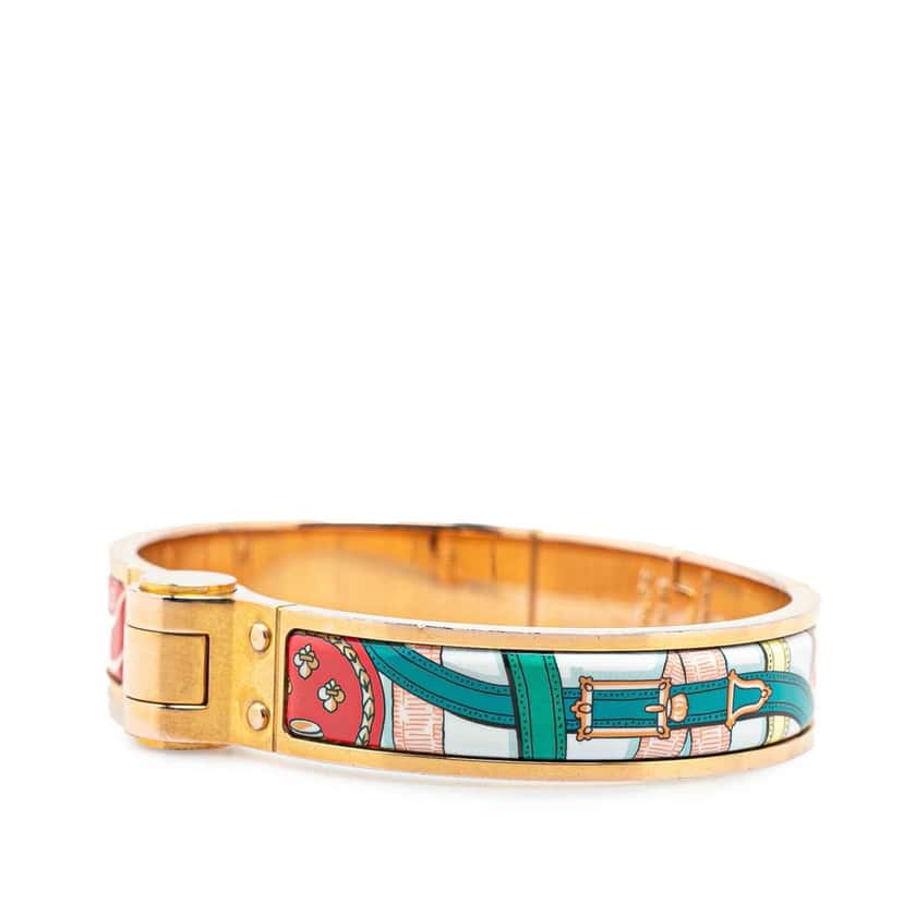 Hermès Narrow Enamel Hinge Bracelet GM Red Good condition - Back View