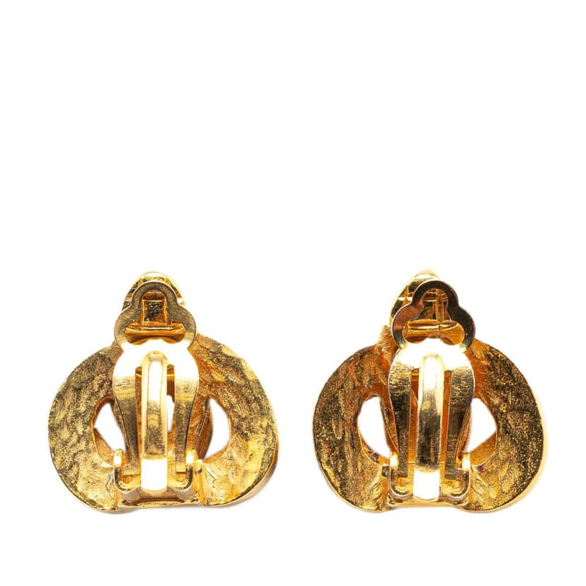 Chanel Gold Plated CC Heart Clip On Earrings Gold Metal Good condition - Back View