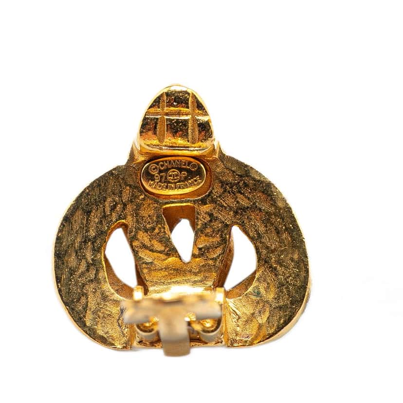 Chanel Gold Plated CC Heart Clip On Earrings Gold Metal Good condition - Inside View
