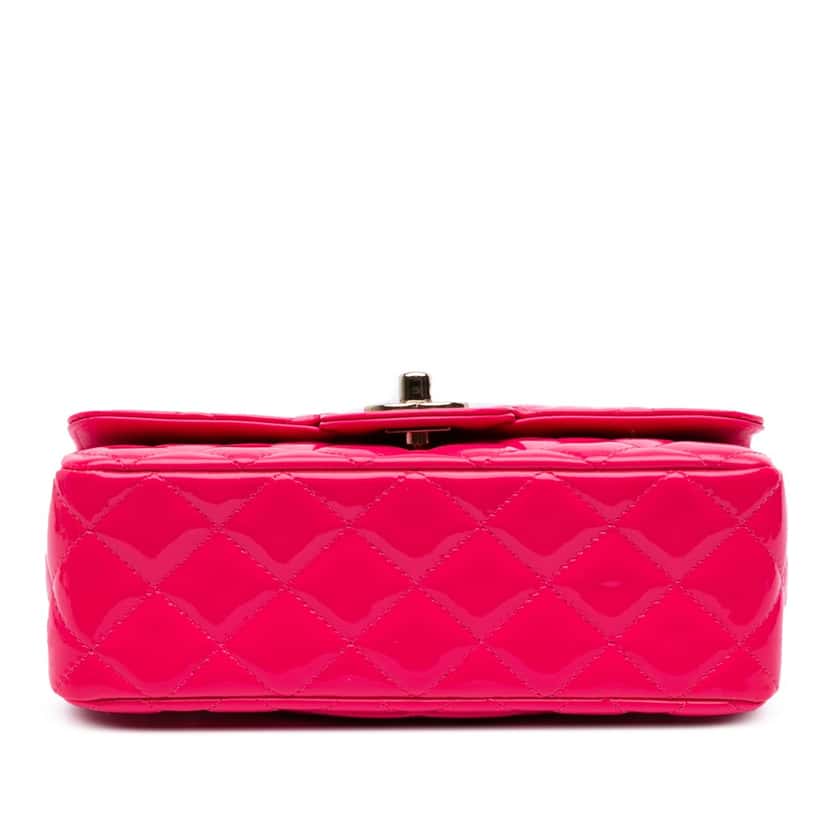 Chanel Mini Rectangular Classic Patent Single Flap Pink Leather Good condition - Inside View