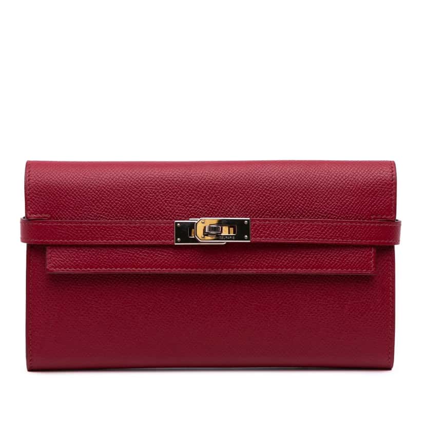 Hermès Epsom Kelly Longue Wallet Red Leather Good condition - Front View