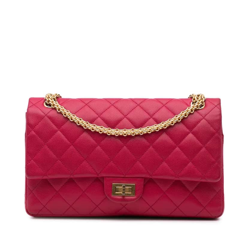 Chanel Reissue 2.55 Quilted Caviar Double Flap 226 Pink Leather Good condition - Front View