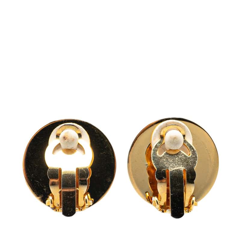 Hermès Gold Plated Bijouterie Fantaisie Clou De Selle Clip On Earrings Gold Metal Good condition - Back View