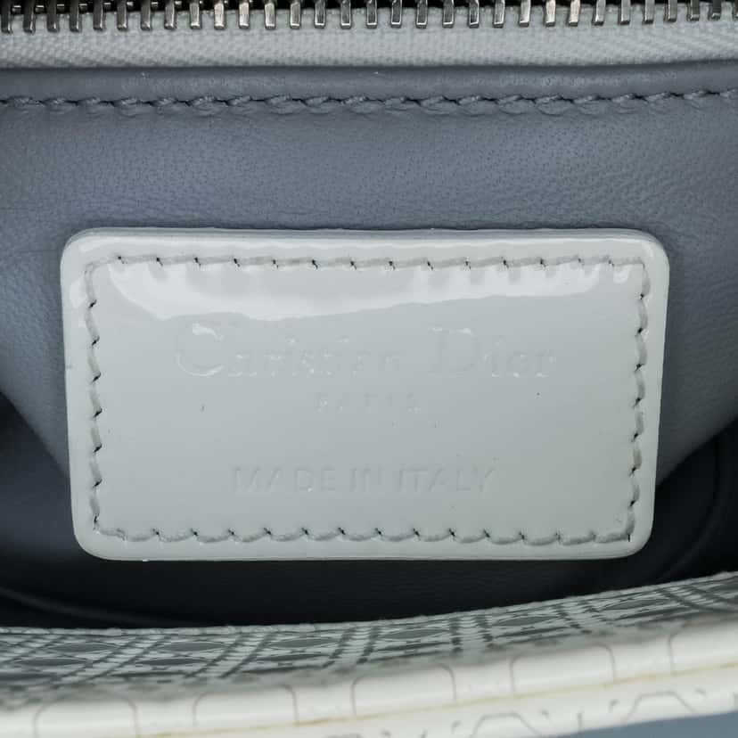Dior Mini Patent Microcannage Lady Dior White Leather Good condition - Box View