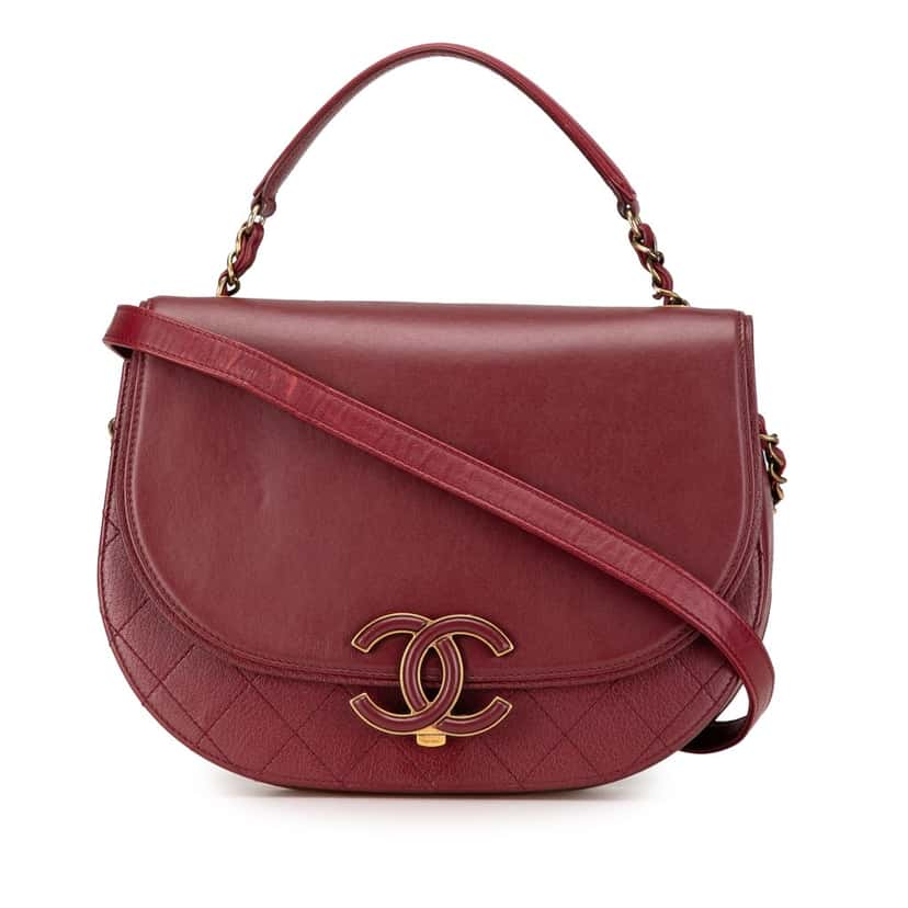 Chanel Medium Calfskin Coco Curve Flap Red Leather Very good condition - Front View