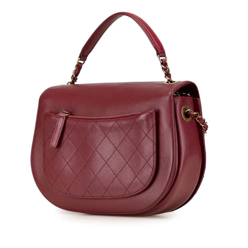 Chanel Medium Calfskin Coco Curve Flap Red Leather Very good condition - Back View