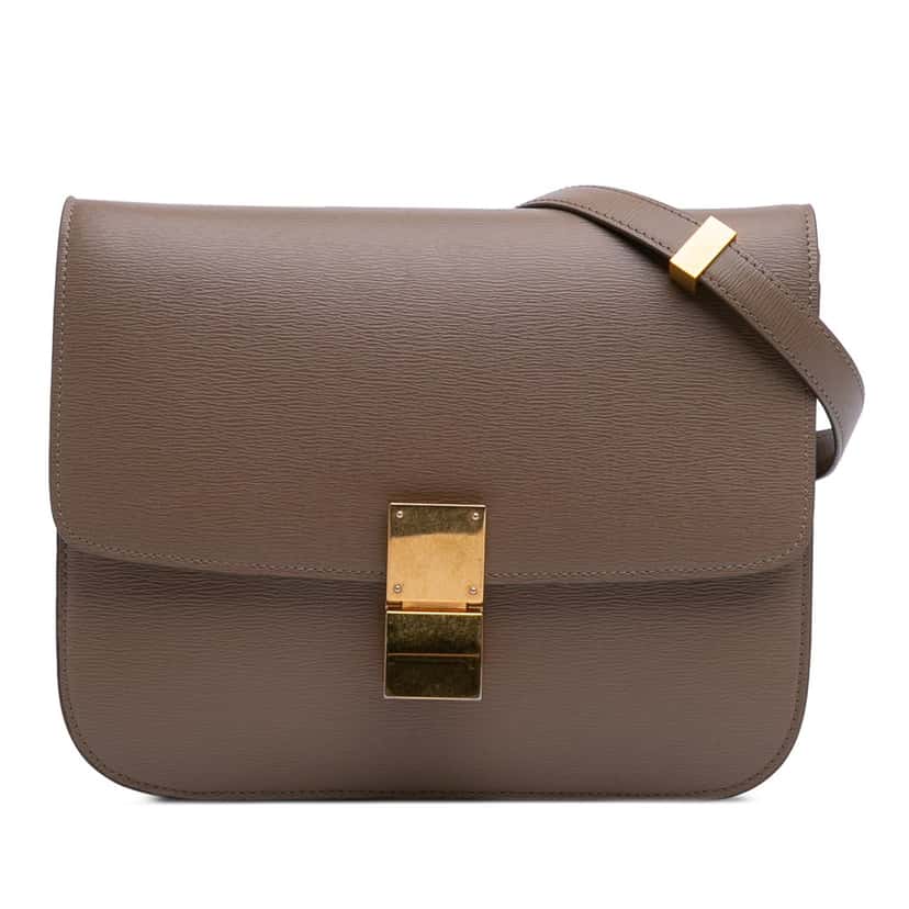 Celine Medium Calfskin Classic Box Brown Leather Good condition - Front View