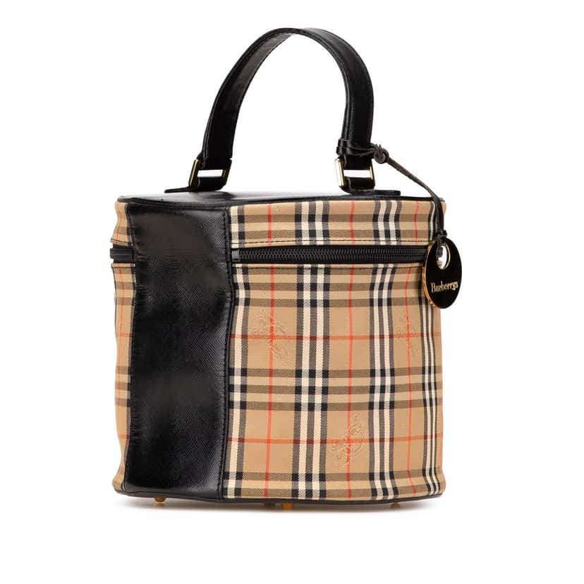 Burberry Haymarket Check Canvas Vanity Bag Brown Canvas Good condition - Back View