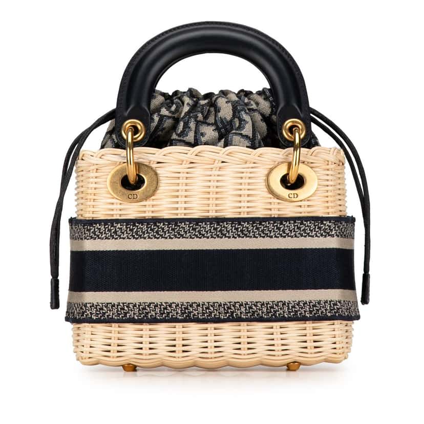 Dior Mini Oblique Wicker Lady Dior Brown Good condition - Inside View