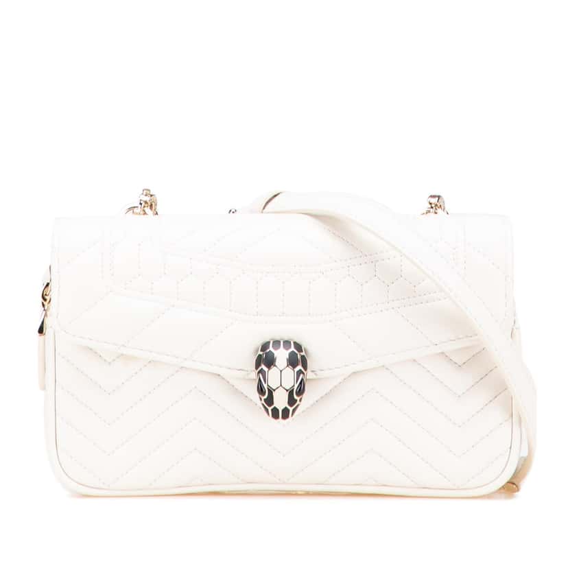 Bvlgari Leather Serpenti Forever Convertible Satchel White Leather Good condition - Front View