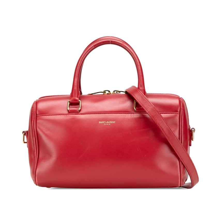 Saint Laurent Baby Leather Classic Duffle Satchel Red Leather Good condition - Front View