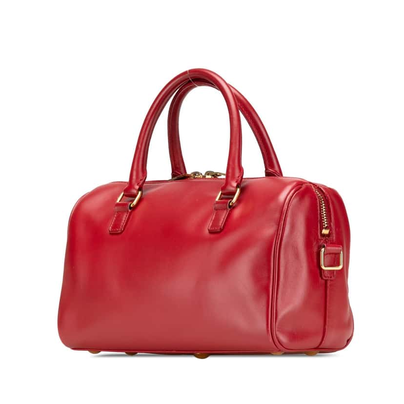 Saint Laurent Baby Leather Classic Duffle Satchel Red Leather Good condition - Back View