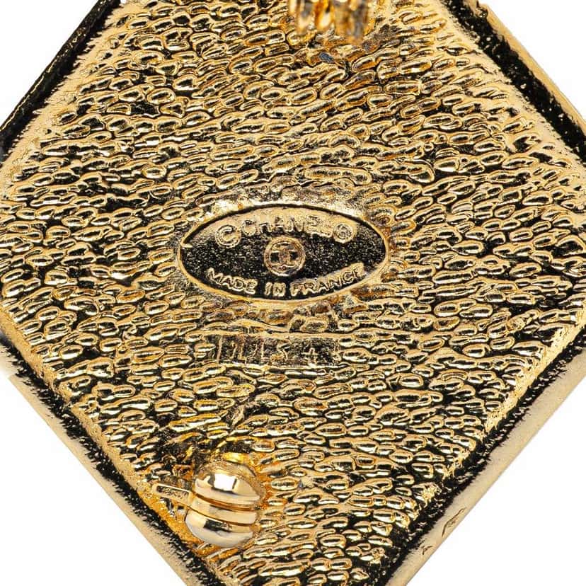 Chanel Gold Plated CC Diamond Brooch Gold Metal Good condition - Inside View