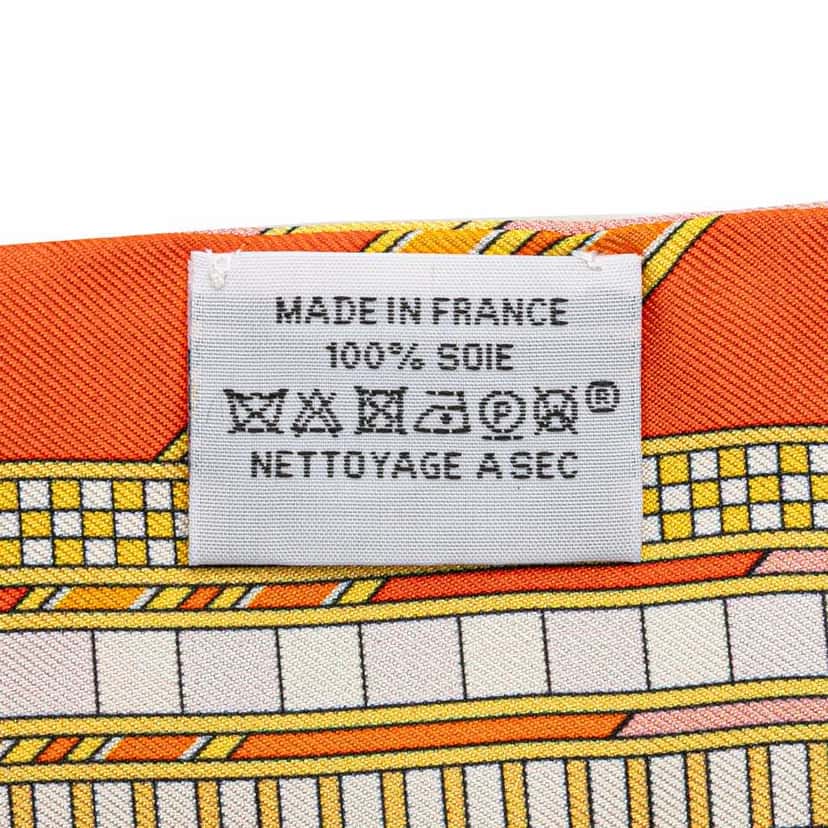 Hermès Brides et Gris-Gris Silk Twilly Scarf Orange Silk Good condition - Model View