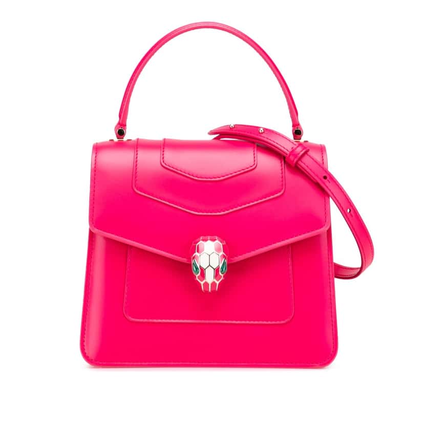 Bvlgari Small Calfskin Serpenti Forever Top Handle Bag Pink Leather Good condition - Front View