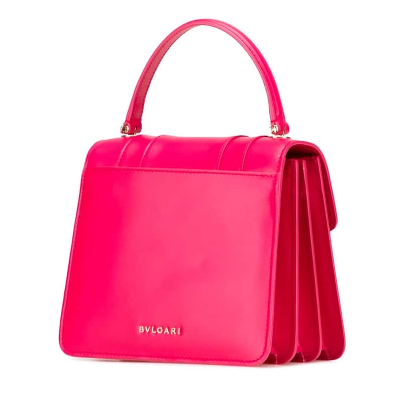 Bvlgari Small Calfskin Serpenti Forever Top Handle Bag Pink Leather Good condition - Back View