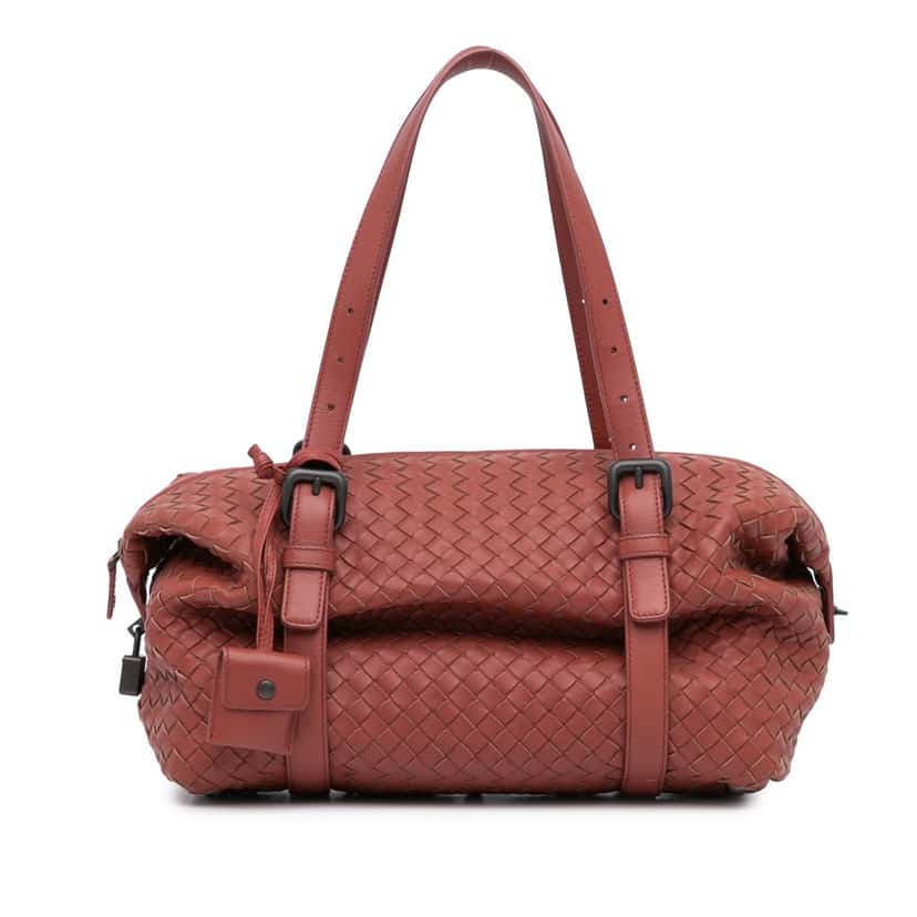 Bottega Veneta Nappa Intrecciato Montaigne Red Leather Fair condition - Front View