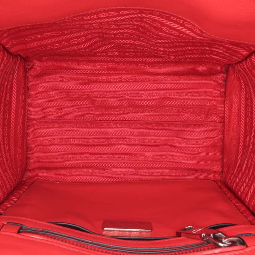 Prada Small Glace Calf Twin Pocket Satchel Red Leather Good condition - Model View