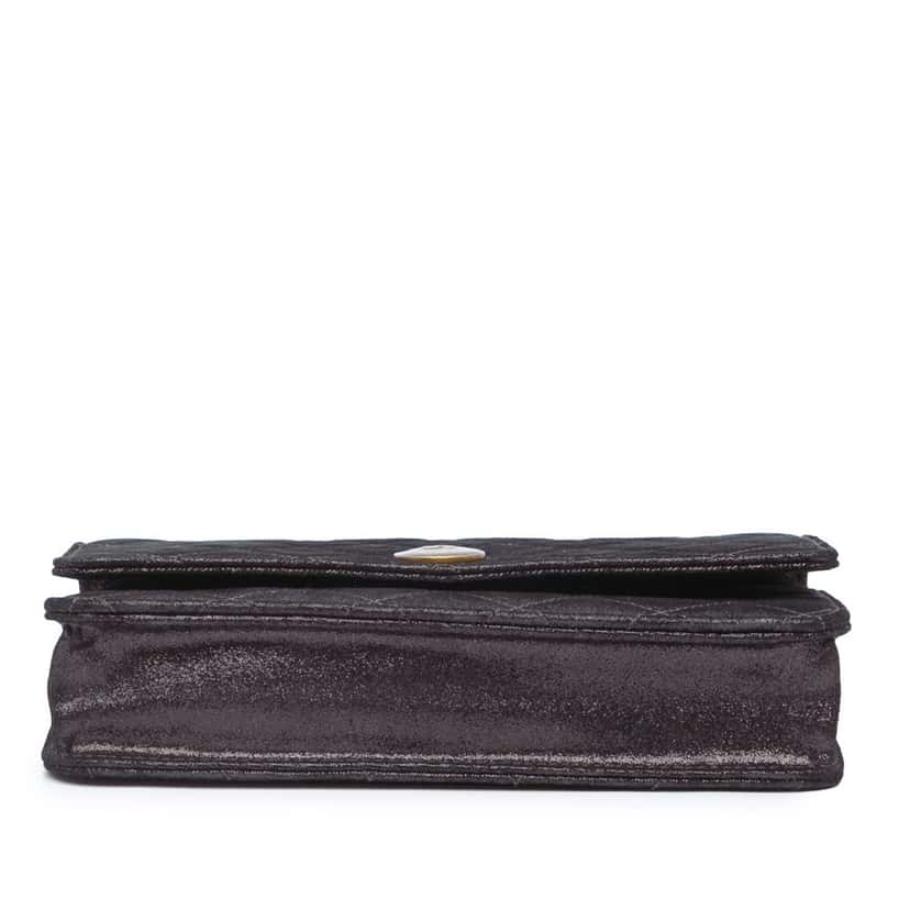 Chanel Metiers d’Art Quilted Iridescent Lambskin Tartan Button Wallet On Chain Brown Leather Good condition - Inside View