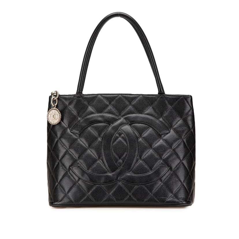 Chanel Caviar Medallion Tote Black Leather Good condition - Front View