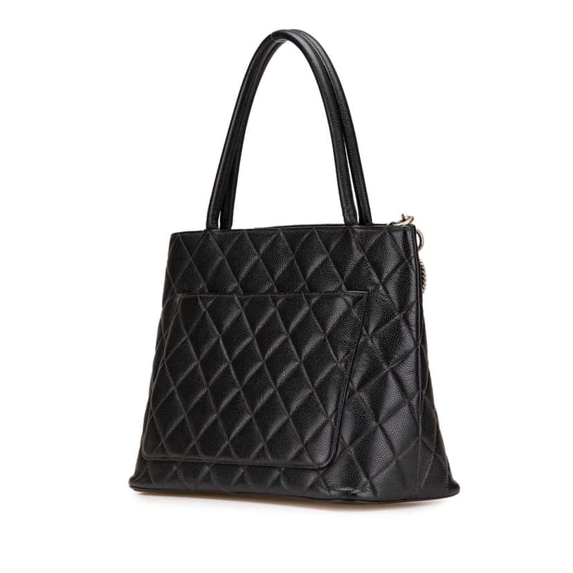 Chanel Caviar Medallion Tote Black Leather Good condition - Back View