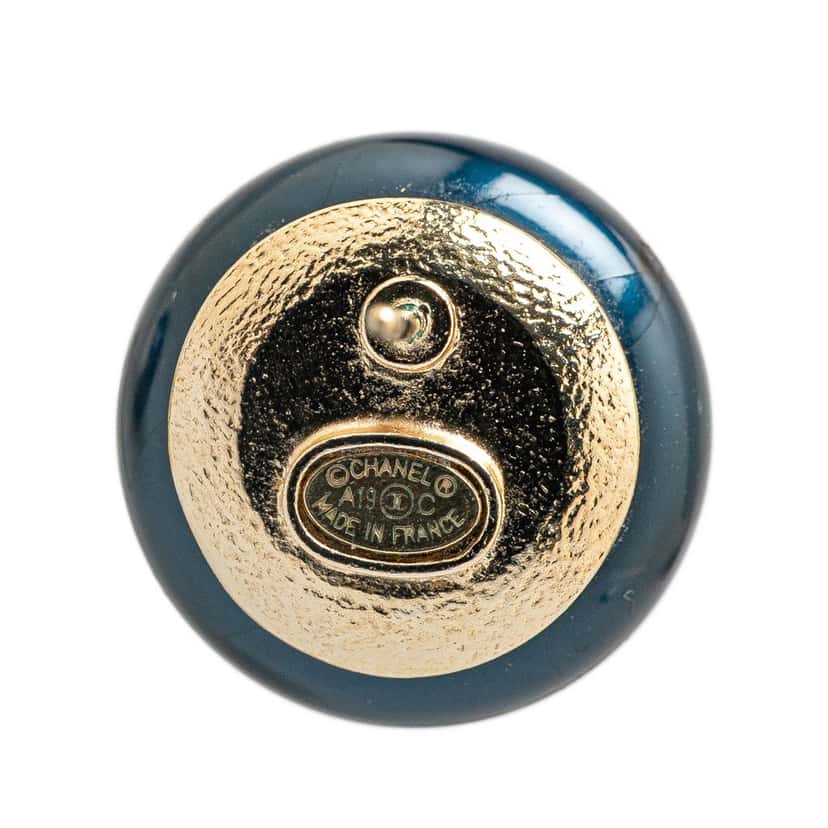 Chanel Resin CC La Pausa CC Crystal Push Back Earrings Blue Good condition - Inside View