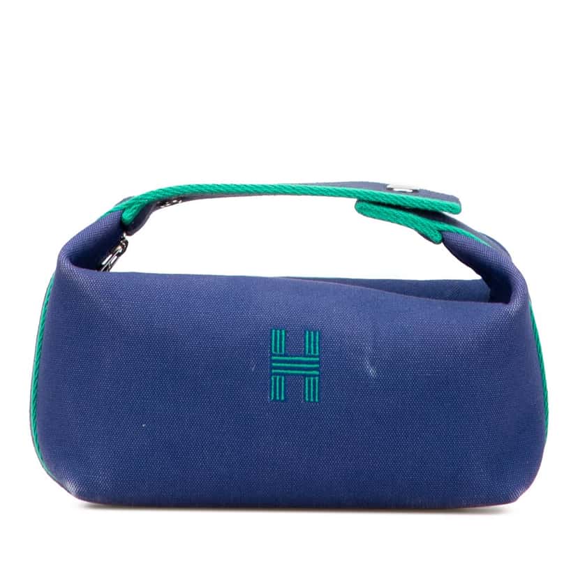 Hermès Small Canvas Bride A Brac Case Blue Canvas Good condition - Front View