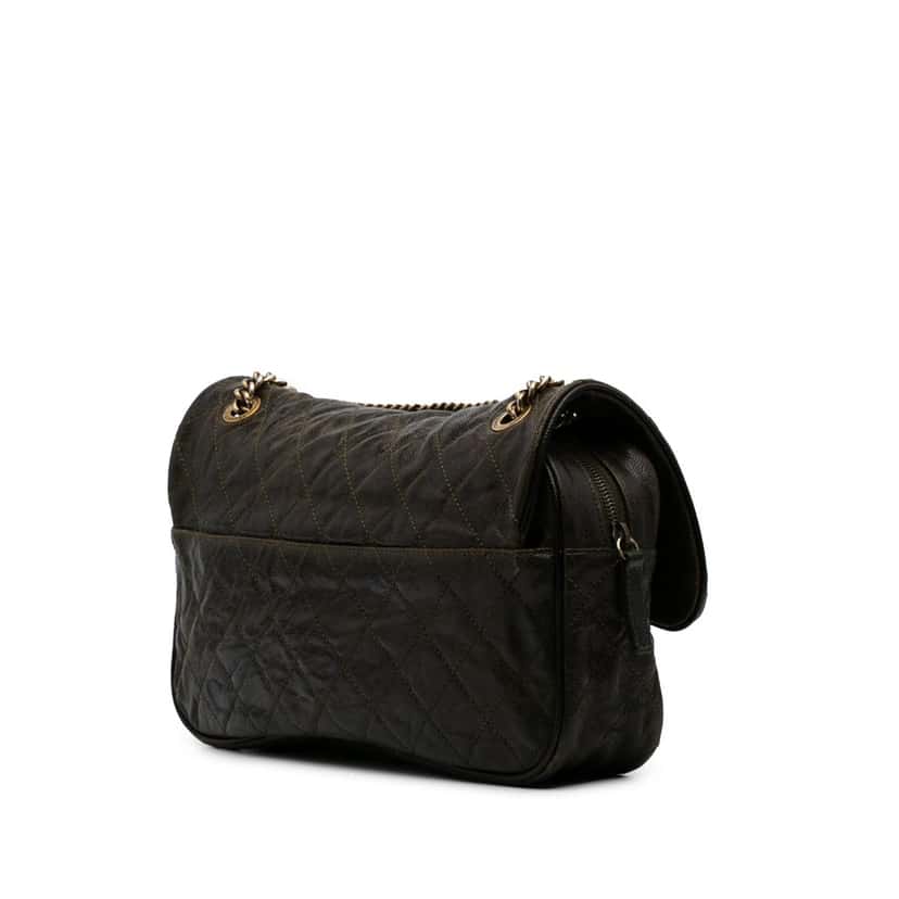 Chanel Large Quilted Glazed Caviar Shiva Flap Brown Leather Good condition - Back View