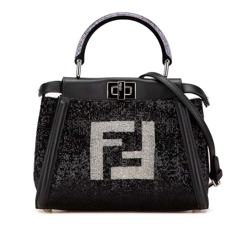 Fendi Mini Leather Beaded Peekaboo Iconic Black Leather Good condition - Front View