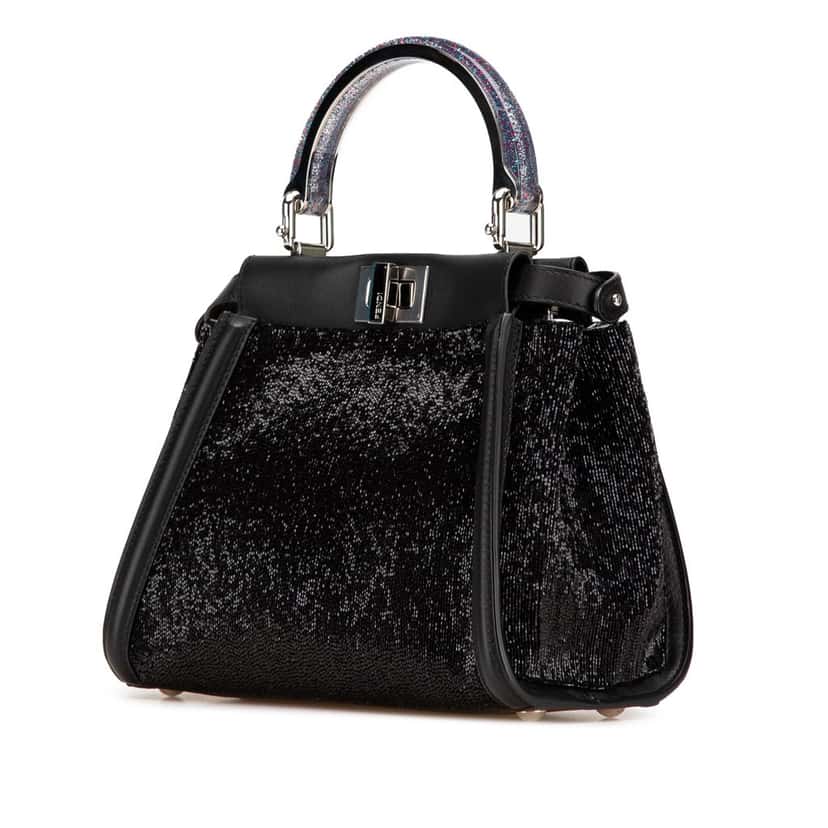 Fendi Mini Leather Beaded Peekaboo Iconic Black Leather Good condition - Back View