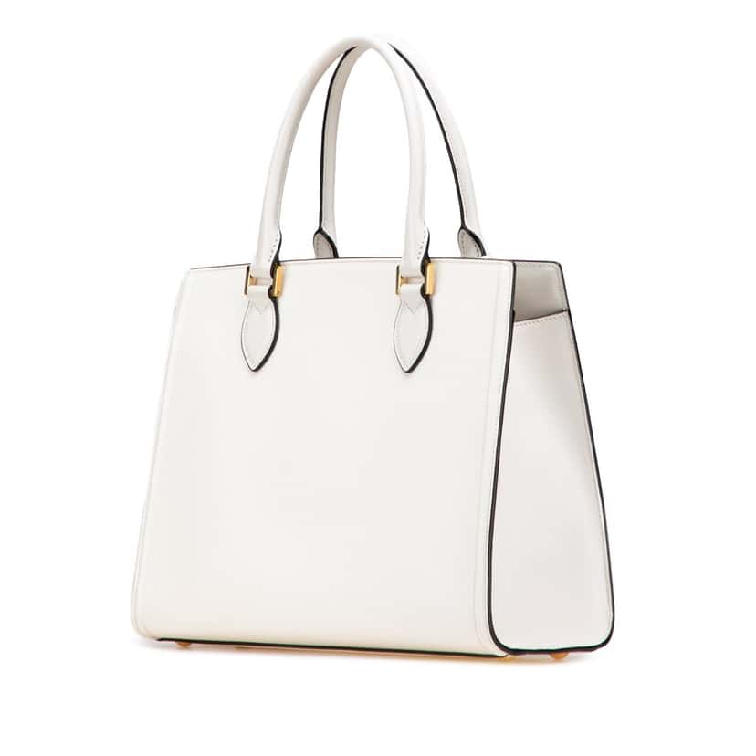 Prada Soft Calf Trimmed Saffiano Lux Satchel White Leather Good condition - Back View