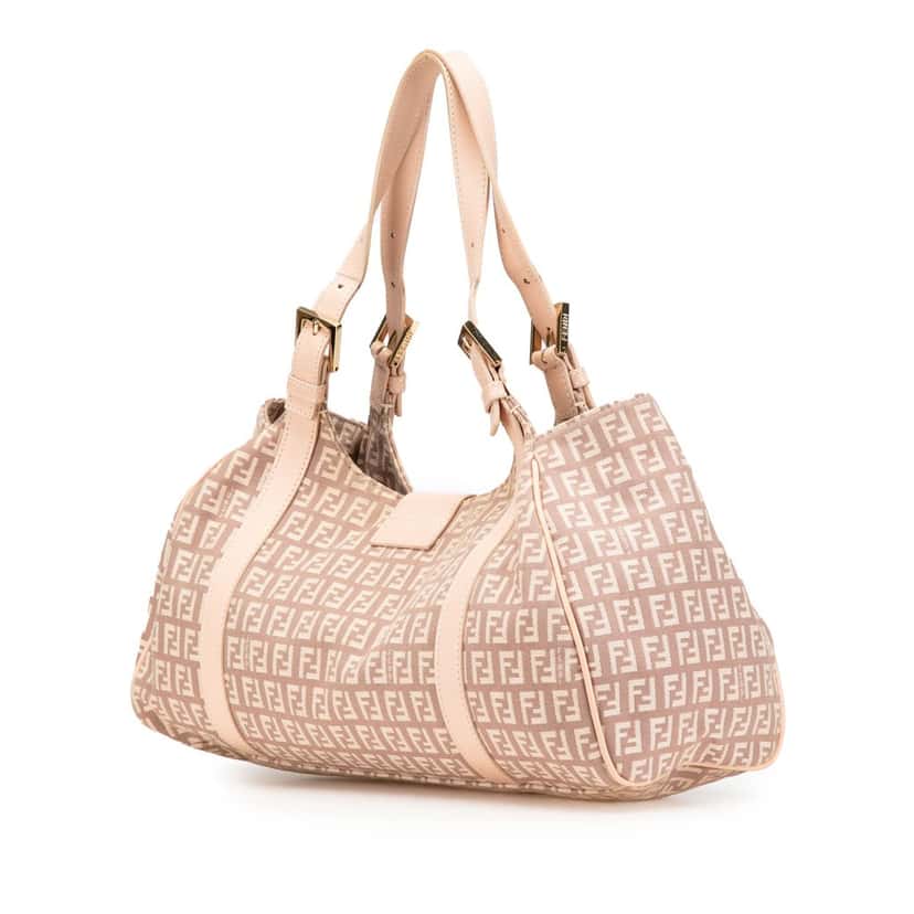 Fendi Zucchino Canvas Shoulder Bag Pink Canvas Good condition - Back View